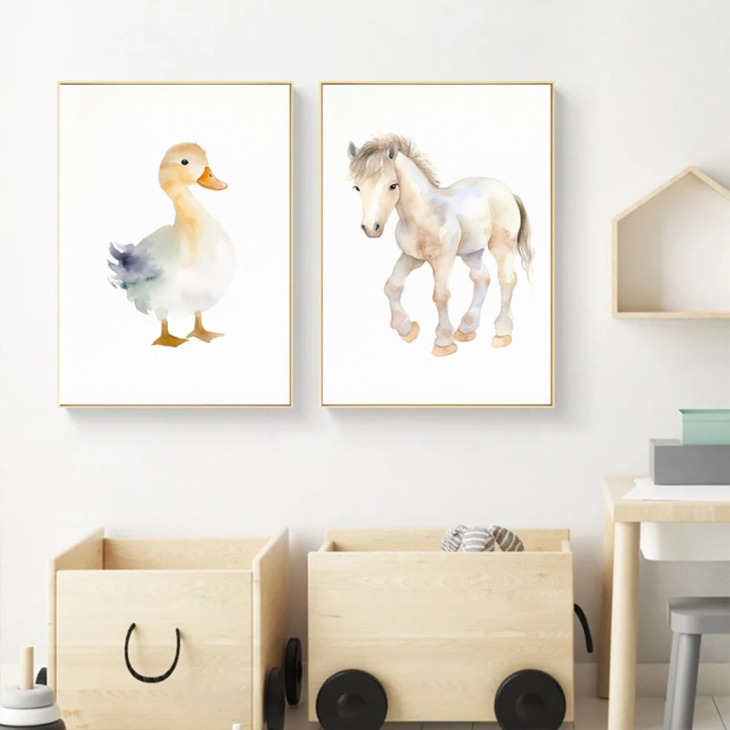 Watercolor Farm Animals Baby H - Agriculture Vertical Farming 评论和价格