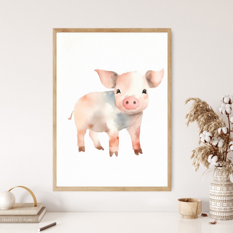 Watercolor Farm Animals Baby H - Agriculture Vertical Farming 评论和价格