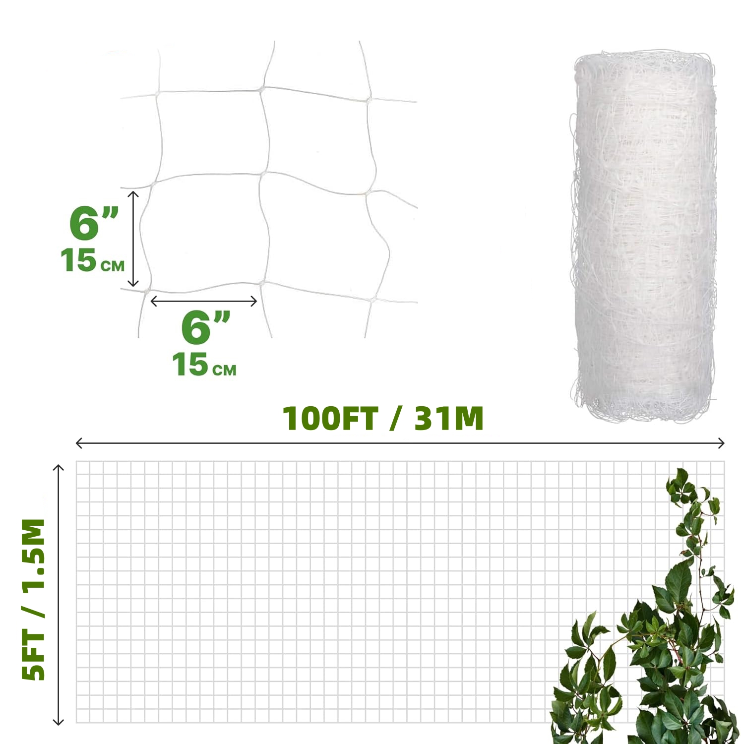 Plastic Trellis Netting 4x100f - Agriculture Vertical Farming 评论和价格