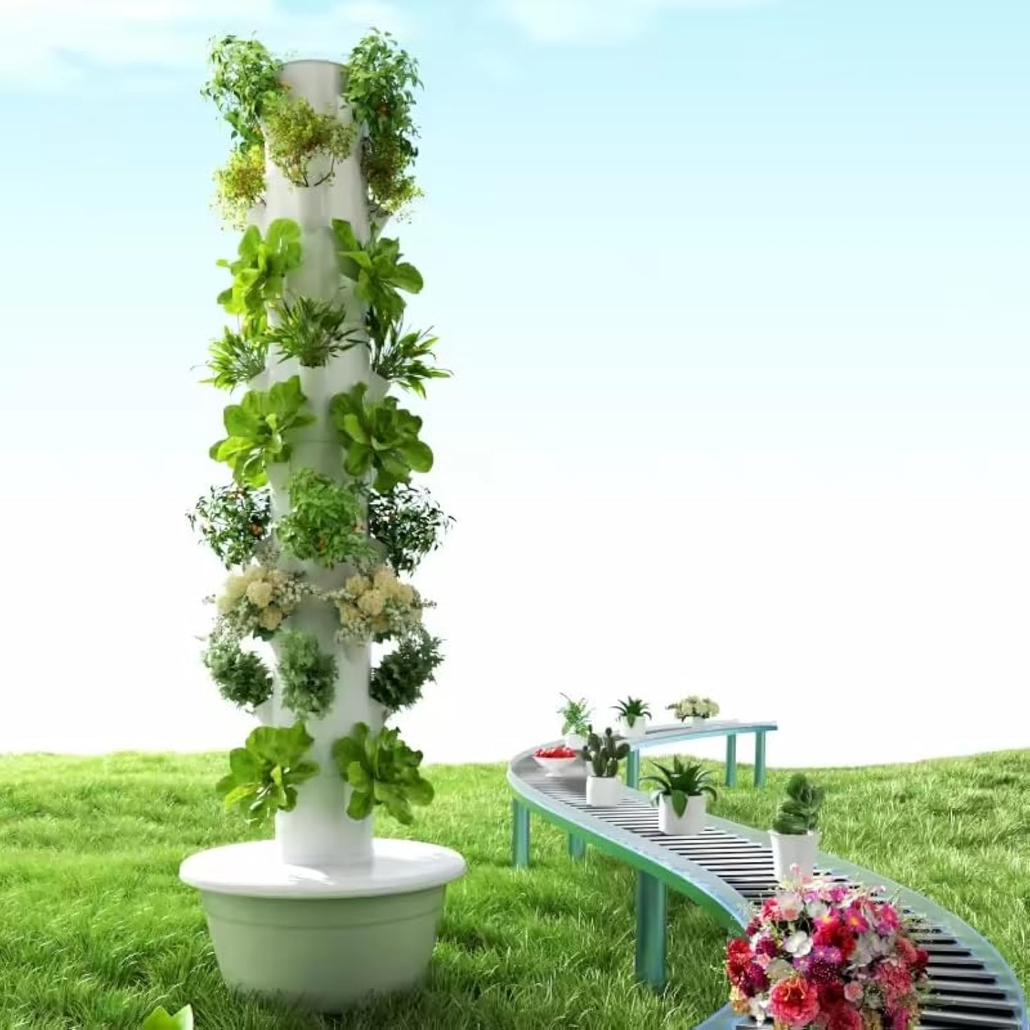 Vertical Hydroponic Grow Tower - Agriculture Vertical Farming 评论和价格